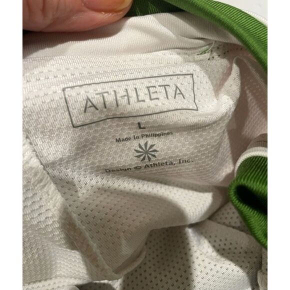 Athleta Green White Tennis Workout Skirt Shorts Pocket Womens Size L - Picture 8 of 8
